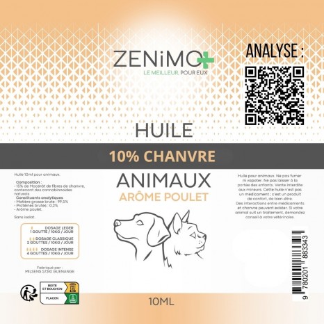 Huile Animaux CBD Poulet - Zenimo + - Etiquette