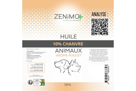 Huile Animaux CBD Poulet - Zenimo + - Etiquette
