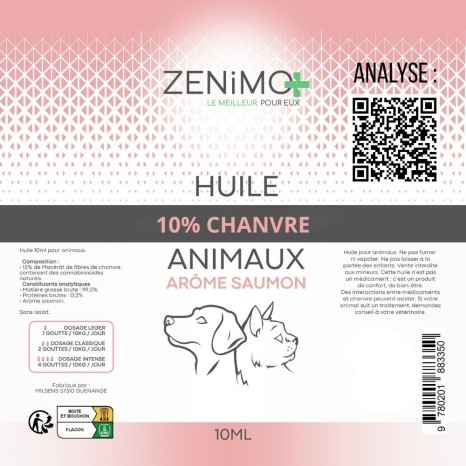Huile Animaux CBD Saumon - Zenimo + - Etiquette