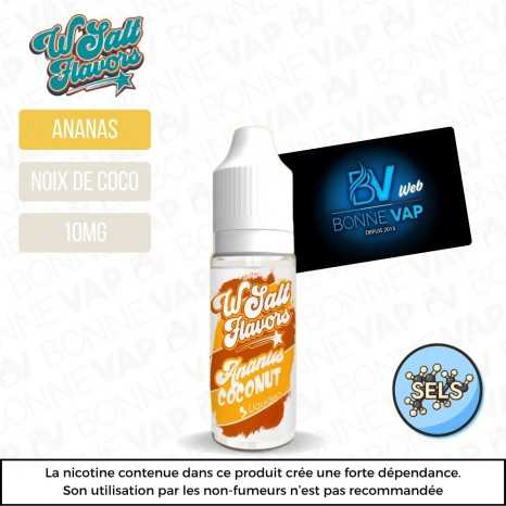 Ananas Coconut 10ml Sels - Wsalt Flavors Liquideo - 10mg